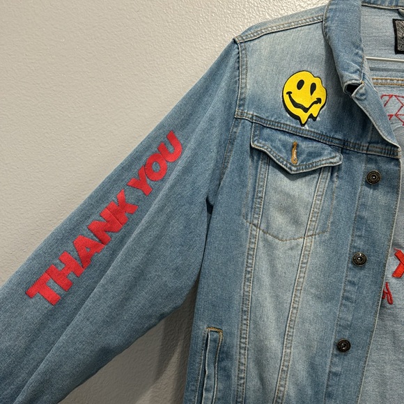 Thank You For Nothing Denim Trucker Jacket Mens Large - Picture 4 of 6